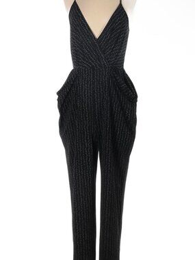 BCBG Black Jumpsuit w/ White Dots & Pockets Size M